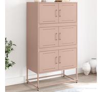 Buffet rose 68,5x38,5x123,5 cm acier, armoire, armoire latérale, armoire de rangement, armoire, placard, buffet haut, organisateur de maison