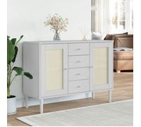 Vidaxl Buffet Senja Aspect Rotin Blanc 112x40x80cm Bois Massif De Pin Blanc