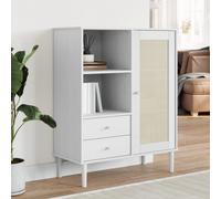 Vidaxl Buffet Senja Aspect Rotin Blanc 90x40x112cm Bois Massif De Pin Blanc