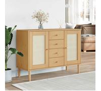 vidaXL Buffet SENJA aspect rotin marron 112x40x80 cm bois massif de pin 358025