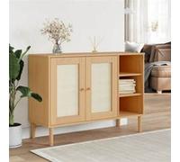 Vidaxl Buffet Senja Aspect Rotin Marron 112x40x80cm Bois Massif De Pin Marron