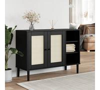 Vidaxl Buffet Senja Aspect Rotin Noir 112x40x80cm Bois Massif De Pin Marron