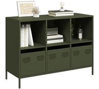 vidaXL Buffet Vert Olive 101,5x39x73,5 cm Acier laminé à Froid, Meuble de Rangement, Meuble de Rangement de Cuisine, Meuble de Rangement de Salon