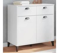 Buffet, Armoire Latérale avec Tiroirs et Portes, Meuble de Rangement Chambre à Coucher Salon, Industriel, Blanc Bois d'Ingénierie
