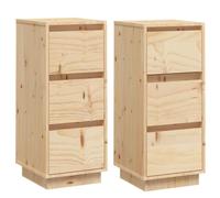 Buffets 2 pcs 32x34x75 cm Bois massif de pin