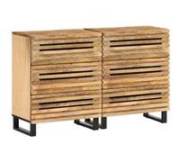 vidaXL Buffets 2 pcs 60x34x75 cm bois de manguier massif brut Marron