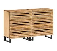 vidaXL Buffets 2 pcs 60x34x75 cm bois de manguier massif brut Marron