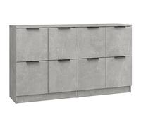Vidaxl Buffets 2 Pcs Gris Béton 60x30x70 Cm Bois D'ingénierie Marron
