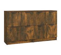 vidaXL Buffets 2 pcs Armoires de Rangement Organisateurs de Maison Meubles de Rangement Armoires de Salon 60x30x70 cm Chêne Fumé Bois d'Ingénierie