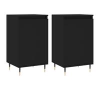 vidaXL Buffets 2 pcs, Armoires Latérales avec Porte et 2 Compartiments, Meubles de Rangement avec Pieds Salle de Séjour, Moderne, Noir Bois d’Ingénierie