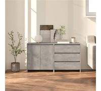 vidaXL Buffets 2 pcs Armoires Latérales Organisateurs de Maison Armoires de Rangement Meubles de Salon Intérieur Gris Béton Bois d'Ingénierie Gris G