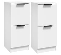 vidaXL Buffets 2 pcs Blanc 30x30x70 cm Bois d'ingénierie