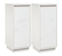 Vidaxl Buffets 2 Pcs Blanc 31,5x34x75 Cm Bois Massif De Pin Multicolore