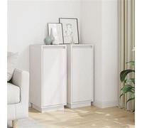 Buffets 2 pcs Blanc 31,5x34x75 cm Bois massif de pin813353