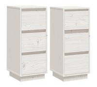 vidaXL Buffets 2 pcs Blanc 32x34x75 cm Bois massif de pin