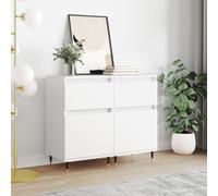 Vidaxl Buffets 2 Pcs Blanc 40x35x70 Cm Bois D’Ingénierie Blanc