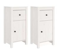 Vidaxl Buffets 2 Pcs Blanc 40x35x80 Cm Bois Massif De Pin Blanc
