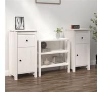 Buffet Blanc 40x35x80 cm Bois Massif de Pin Armoire Latérale Salon vidaXL