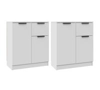 2x Buffets Blanc 60x30x70 cm Bois d'Ingénierie Armoires Latérales vidaXL
