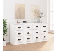 Buffets 2 pcs blanc bois d ingénierie