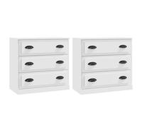 Vidaxl Buffets 2 Pcs Blanc Bois D'ingénierie Blanc