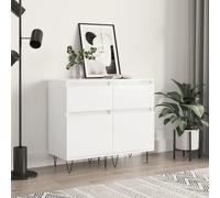 Vidaxl Buffets 2 Pcs Blanc Brillant 40x35x70 Cm Bois D'ingénierie Blanc