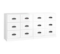 Vidaxl Buffets 2 Pcs Blanc Brillant Bois D'ingénierie Blanc