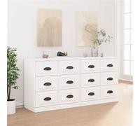 Buffets 2 pcs blanc brillant bois d'ingénierie, meuble, placard, meuble latéral, meuble buffet, meuble de rangement, buffet