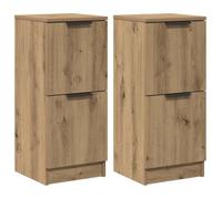 vidaXL Buffets 2 pcs chêne Artisanal 30x30x70 cm Bois d'ingénierie