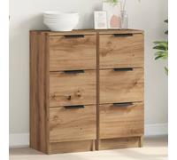 Vidaxl Buffets 2 Pcs Chêne Artisanal 30x30x70 Cm Bois D'ingénierie Marron