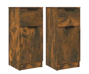 vidaXL Buffets 2 pcs Chêne fumé 30x30x70 cm Bois d'ingénierie | Beaucoup d'espace pour garder les choses organisées, design minimaliste qui s'adapte parfaitement aux maisons modernes