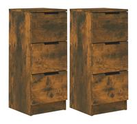 Vidaxl Buffets 2 Pcs Chêne Fumé 30x30x70 Cm Bois D'ingénierie Marron