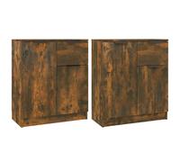 Vidaxl Buffets 2 Pcs Chêne Fumé 60x30x70 Cm Bois D'ingénierie Marron