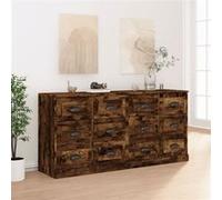 vidaXL Buffets 2 pcs chêne fumé bois d'ingénierie, meuble, placard, meuble latéral, meuble buffet, meuble de rangement, buffet, organisateur de maison Marron G