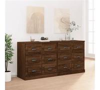 Vidaxl Buffets 2 Pcs Chêne Marron Bois D'ingénierie Marron