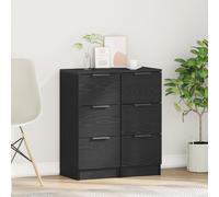 Vidaxl Buffets 2 Pcs Chêne Noir 30x30x70 Cm Bois D'ingénierie Noir