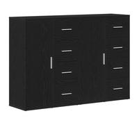 vidaXL Buffets 2 Pcs Chêne Noir 60 x 31 x 84cm Bois Aggloméré Mobilier Stylé pour Salle À Manger Et Salon Rangement Buffets Unité Maison Style Rustique Cabinet Organisateur Gain De Place