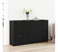 Vidaxl Buffets 2 Pcs Chêne Noir 60x30x70 Cm Bois D'ingénierie Noir