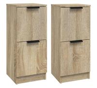 Vidaxl Buffets 2 Pcs Chêne Sonoma 30x30x70 Cm Bois D'ingénierie Marron