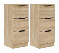 811158 vidaXL Buffets 2 pcs Chêne Sonoma 30x30x70 cm Bois d'ingénierie
