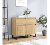 Vidaxl Buffets 2 Pcs Chêne Sonoma 40x35x70 Cm Bois D'ingénierie Marron