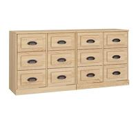 vidaXL Buffets 2 pcs chêne Sonoma Bois d'ingénierie, Meuble, Placard, Meuble latéral, Meuble Buffet, Meuble de Rangement, Buffet