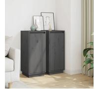 vidaXL Buffets 2 pcs Gris 31,5x34x75 cm Bois massif de pin