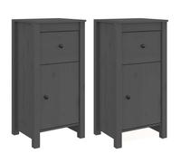 Vidaxl Buffets 2 Pcs Gris 40x35x80 Cm Bois Massif De Pin Marron