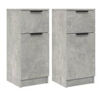 vidaXL 2X Buffets Armoires de Rangement Meubles de Rangement Armoires Latérales Tables de Chevet Salon Gris Béton 30x30x70 cm Bois d'Ingénierie