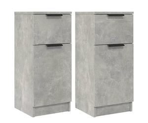 vidaXL Buffets 2 pcs Gris béton 30x30x70 cm Bois d'ingénierie