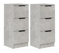 Vidaxl Buffets 2 Pcs Gris Béton 30x30x70 Cm Bois D'ingénierie Marron