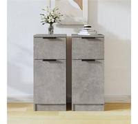 vidaXL Buffets 811124 - 2 pcs Gris béton 30x30x70 cm Bois d'ingénierie