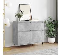 Vidaxl Buffets 2 Pcs Gris Béton 40x35x70 Cm Bois D'ingénierie Gris