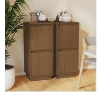 vidaXL Buffets 2 pcs Marron miel 31,5x34x75 cm Bois massif de pin